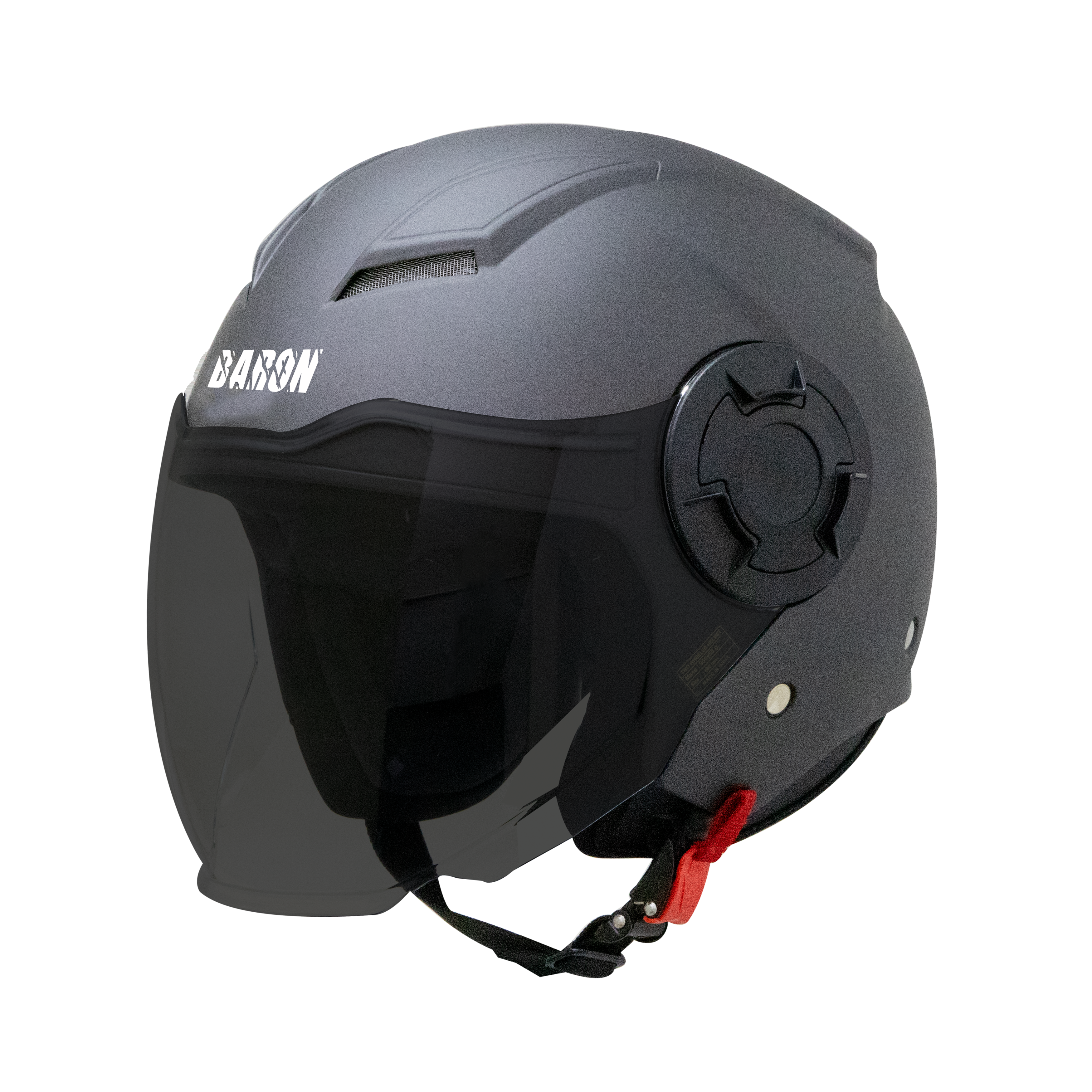 Steelbird Baron Open Face Helmet , ISI Certified Helmet (Matt H.Grey With Smoke Visor)